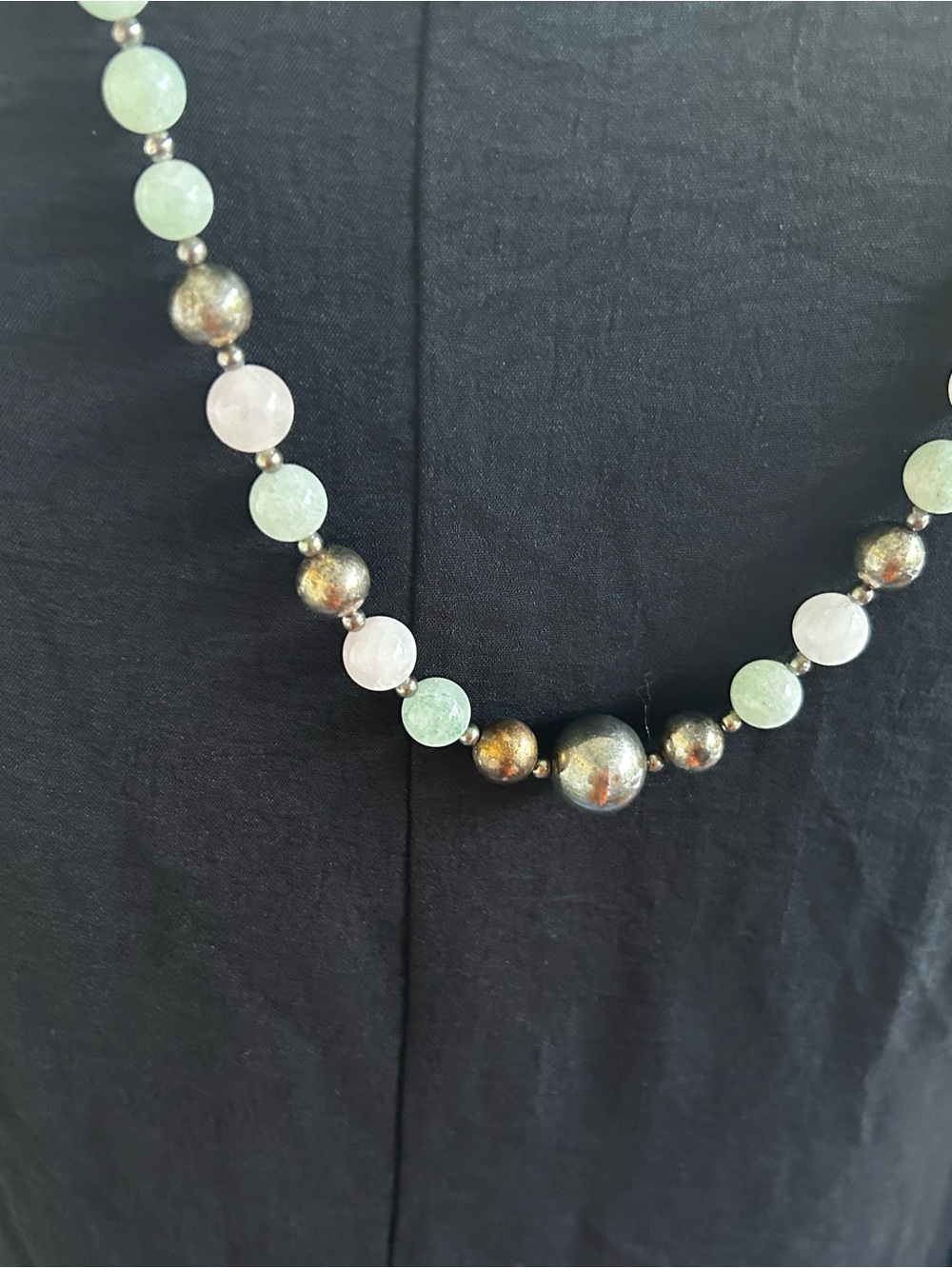 1950s Vintage Monica 15” Necklace with Semi-precious Stones and Silver Baubles